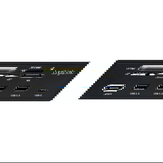 LogiLink UA0341 Panel Frontal Multifunción 5.25" Lector de Tarjetas, USB 3.0, Negro, CF, MS Micro (M2), MicroSD, SD, xD