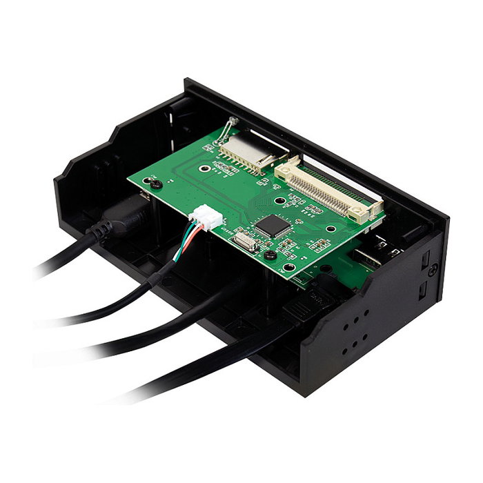 LogiLink UA0341 Panel Frontal Multifunción 5.25" Lector de Tarjetas, USB 3.0, Negro, CF, MS Micro (M2), MicroSD, SD, xD