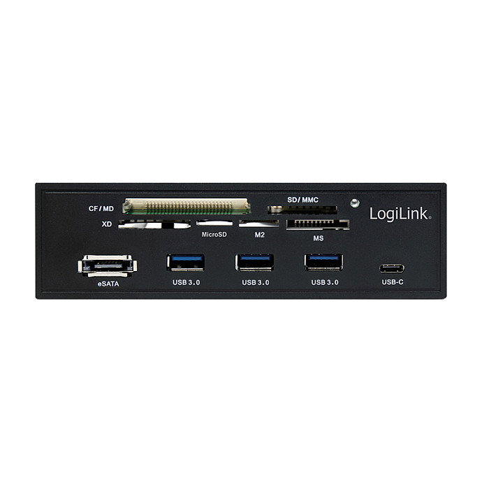 LogiLink UA0341 Lector de tarjetas multifunción para panel frontal de 5.25 pulg., USB 3.0