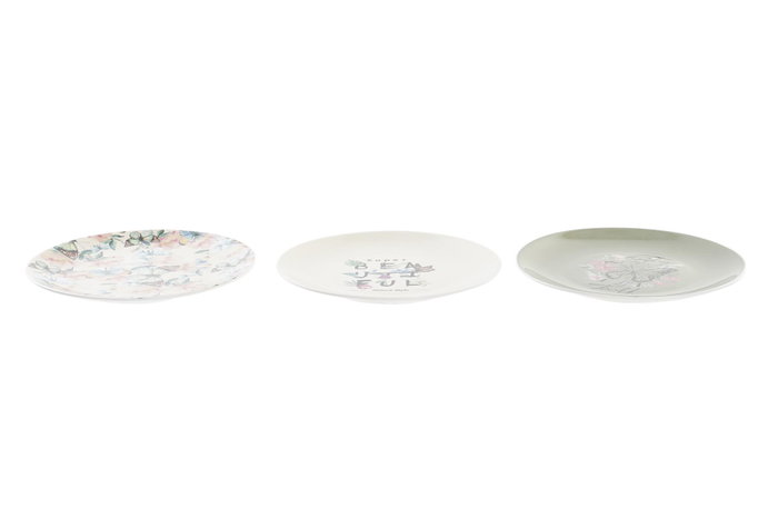 DKD Home Decor Surtido de Platos de Porcelana Mariposa Greature 3 (Rosa, Beige, Verde) de 20,5 cm DKD Home Decor Surtido de Platos de Porcelana Mariposa Greature 3 (Rosa, Beige, Verde) de 20,5 cm