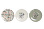 DKD Home Decor Surtido de Platos de Porcelana Mariposa Greature 3 (Rosa, Beige, Verde) de 20,5 cm