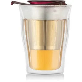 Bodum Taza de té con infusor Yo-Yo Set 0,35 L Doble pared Vidrio y acero inoxidable