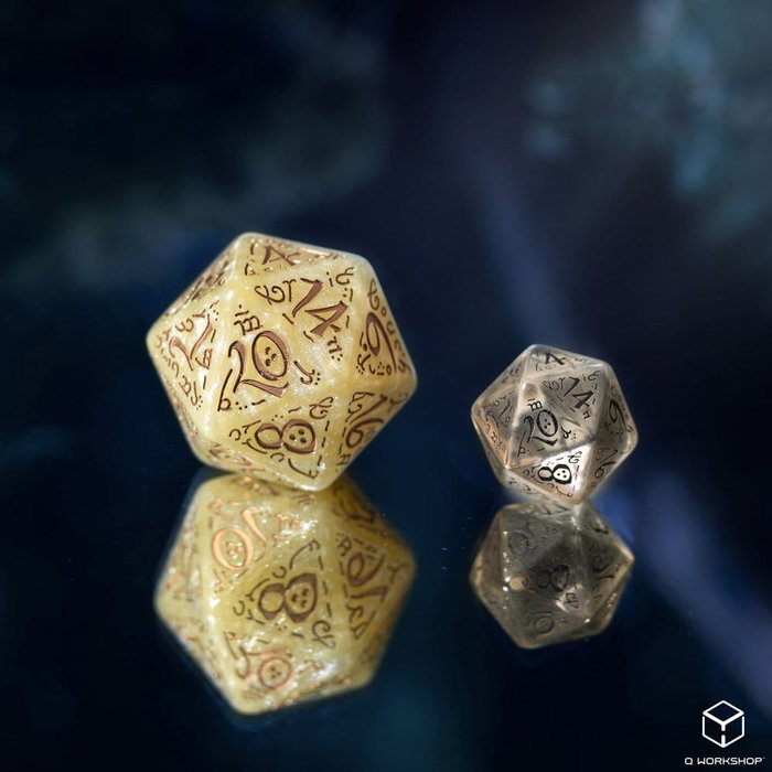 Q Workshop Elvish Jumbo Set de 7 Dados (Beige brillante y Cobre)