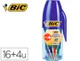 Bic Boligrafo Cristal Mega Tubo 16+4 Unidades Colores Surtidos 8 Azul / 5 Negro / 4 Rojo / 3 Verde