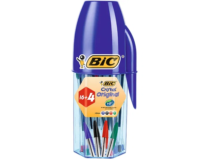 Bic Boligrafo Cristal Mega Tubo 16+4 Unidades Colores Surtidos 8 Azul / 5 Negro / 4 Rojo / 3 Verde