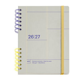 Agenda Escolar (2026-27) Miquelrius Back To Basics Wire-O Tapa Extra Con Goma Plus 4º 160,5X218 S/V Apais. Gris