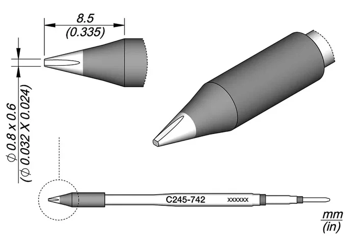 JBC TOOLS Punta de soldadura tipo destornillador 0,8x0,6mm