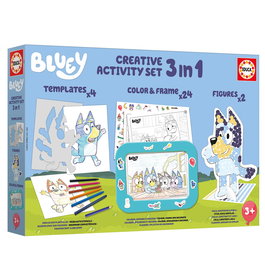 Educa 19887 Set 3 en 1 Bluey para Colorear y Decorar con Marco Personalizado y Pegatinas para Niños +3 Años