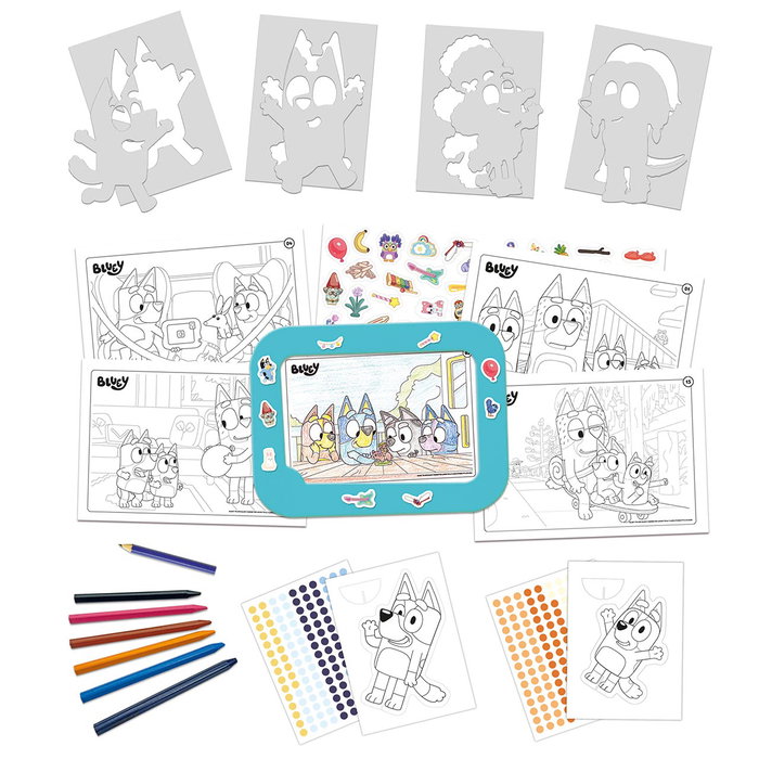 Educa 19887 Set 3 en 1 Bluey para Colorear y Decorar con Marco Personalizado y Pegatinas para Niños +3 Años