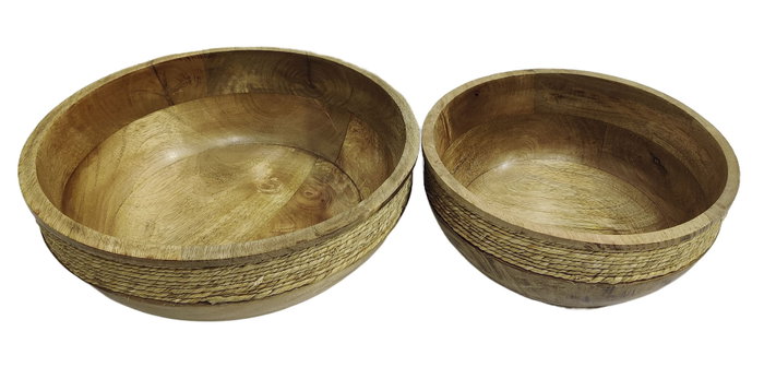 DKD Home Decor Indianrope Centro de Mesa Marron Mango Cuerda 25 x 10 x 25 cm Set de 2