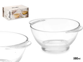 Vivalto Bol Consomé con Asas 580ml Transparente Vidrio 18x7x14.5 cm (Set de 24)
