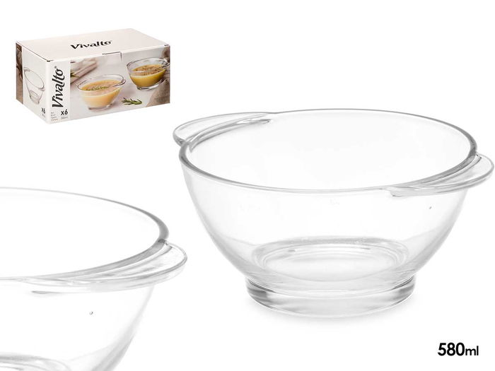 Vivalto Bol Consomé con Asas 580ml Transparente Vidrio 18x7x14.5 cm (Set de 24) Vivalto Bol Consomé con Asas 580ml Transparente Vidrio 18x7x14.5 cm (Set de 24)