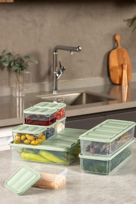 Hermia YBLLA9LU Set de Cajas de Almacenaje de Plástico, Menta, 9 Piezas
