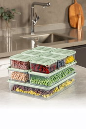 Hermia YBLLA9LU Set de Cajas de Almacenaje de Plástico, Menta, 9 Piezas