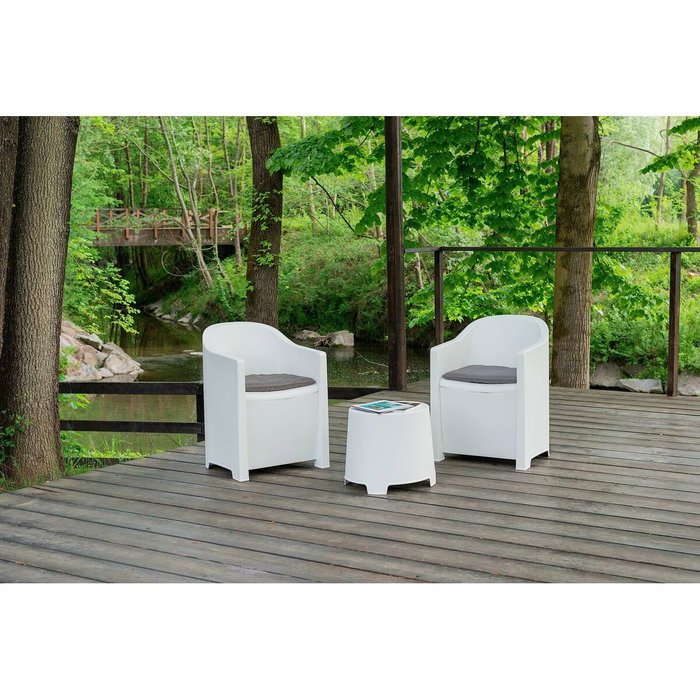 Ipae Progarden Conjunto de terraza Luna de 3 piezas blanco