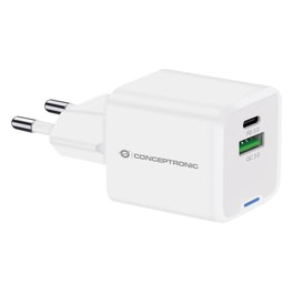 Conceptronic ALTHEA15W Cargador de Pared 20W Blanco USB-C y USB-A GaN