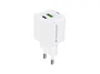 Conceptronic ALTHEA15W Cargador GaN USB-C 20W con 1 puerto USB-C + 1 USB-A, carga rápida Power Delivery y Quick Charge 3.0, protecciones sobretemperatura y cortocircuito, blanco