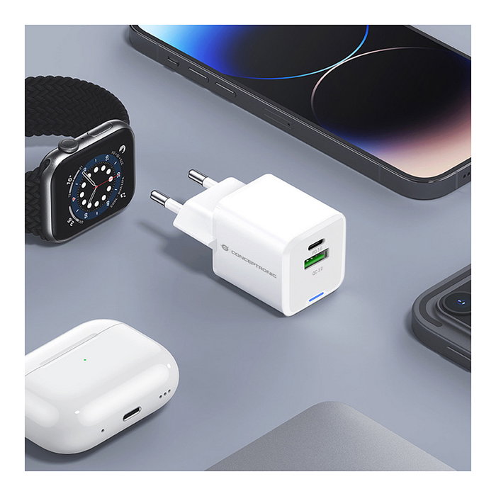 Conceptronic ALTHEA15W Cargador de Pared 20W Blanco USB-C y USB-A GaN Conceptronic ALTHEA15W Cargador de Pared 20W Blanco USB-C y USB-A GaN