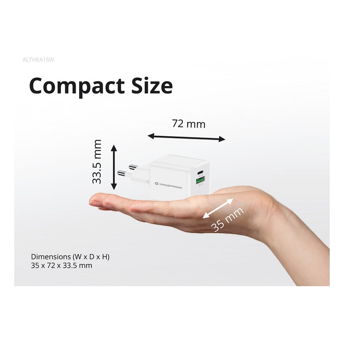 Conceptronic ALTHEA15W Cargador de Pared 20W Blanco USB-C y USB-A GaN Conceptronic ALTHEA15W Cargador de Pared 20W Blanco USB-C y USB-A GaN