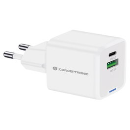 Conceptronic ALTHEA15W Cargador GaN 20W con 2 Puertos USB (USB-C y USB-A) Blanco