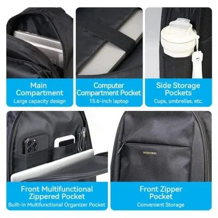 Vention KRMB0 Mochila para Portátil hasta 15.6", 20L, Negra Vention KRMB0 Mochila para Portátil hasta 15.6", 20L, Negra