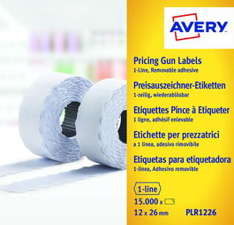Avery PLR1226 Pack 10 Rollos Etiquetas Blancas Despegables 12x26mm 1500 Etiquetas Por Rollo