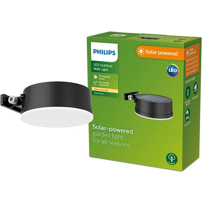 Philips Vynce Aplique solar redondo Negro