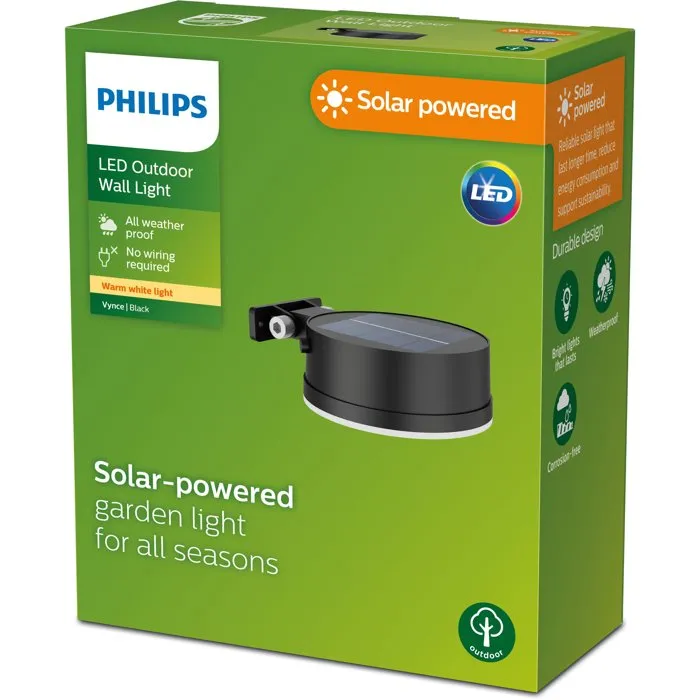 Philips Vynce Aplique solar redondo Negro