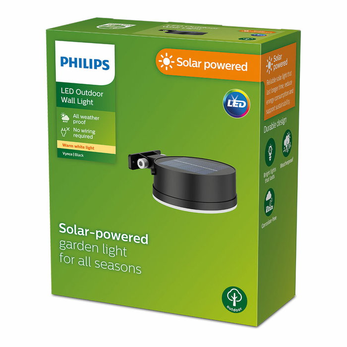 Philips Vynce Aplique solar redondo Negro