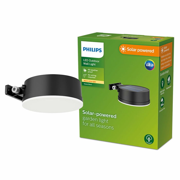 Philips Vynce Aplique solar redondo Negro