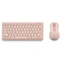 NGS FANTASY Kit Teclado y Ratón Inalámbrico Recargable Silencioso RF+Bluetooth QWERTY Español Rosa - Teclado Mini con 12 Teclas Multimedia y Ratón Óptico 5 Botones 1600 DPI