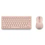 NGS FANTASY Kit Teclado y Ratón Inalámbrico Recargable Silencioso RF+Bluetooth QWERTY Español Rosa - Teclado Mini con 12 Teclas Multimedia y Ratón Óptico 5 Botones 1600 DPI