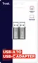 Trust Calyx Adaptador USB 3.2 Gen2 Tipo-C (Hembra) a USB-A (Macho), ABS, Gris, Incluye 2 Piezas