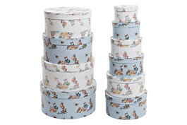 DKD Home Decor Caja Urban World&flowers Azul Blanco Multicolor 37.5 x 18 x 37.5 cm Set de 10