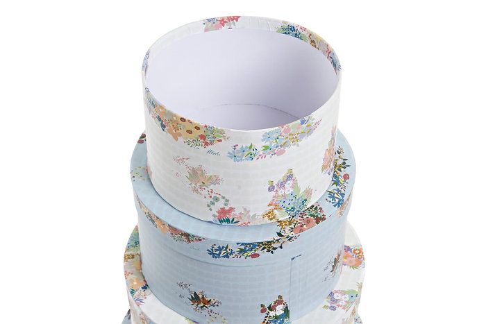DKD Home Decor Caja Urban World&flowers Azul Blanco Multicolor 37.5 x 18 x 37.5 cm Set de 10
