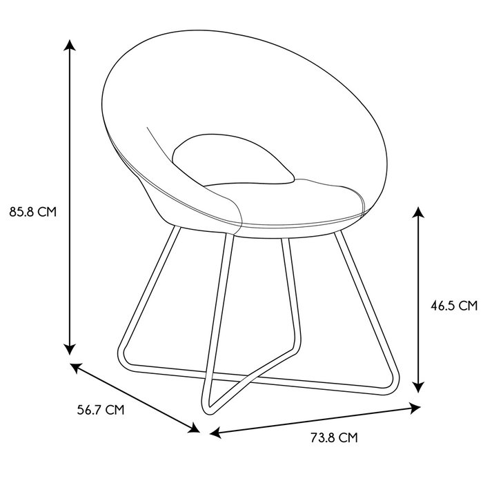 Home Deco Factory Silla Lounge Giulia Redonda de Pana Mostaza con Patas de Hierro - 73,8x56,7 cm