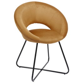 Home Deco Factory Silla Lounge Giulia Redonda de Pana Mostaza con Patas de Hierro - 73,8x56,7 cm