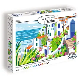 Sentosphere Kit Pintura por Números para Adultos La Riviera, Pintura Acrílica y Lienzo Impreso