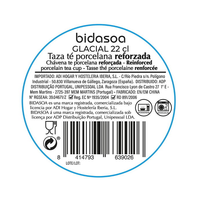 Taza Porcelana Glacial Bidasoa 22 cL