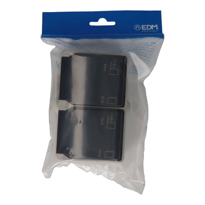 Solera Base doble 2P+T T/TL estanca IP44, 16A 250V, superficie en polipropileno gris/negro, 65x80x55 mm