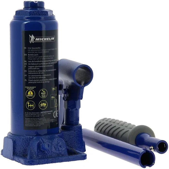 Michelin Gato Hidráulico Botella 3T - Capacidad 3 Toneladas, Altura de Elevación 195 mm a 385 mm Michelin Gato Hidráulico Botella 3T - Capacidad 3 Toneladas, Altura de Elevación 195 mm a 385 mm