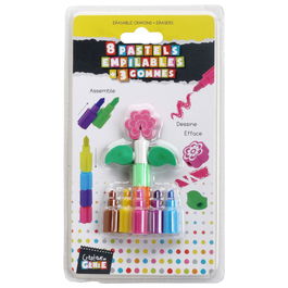 Createur de Genie Juego De Colores Y Gomas Modelos Surtidos Castillo Coche Avion Flor 4 Modelos Diferentes