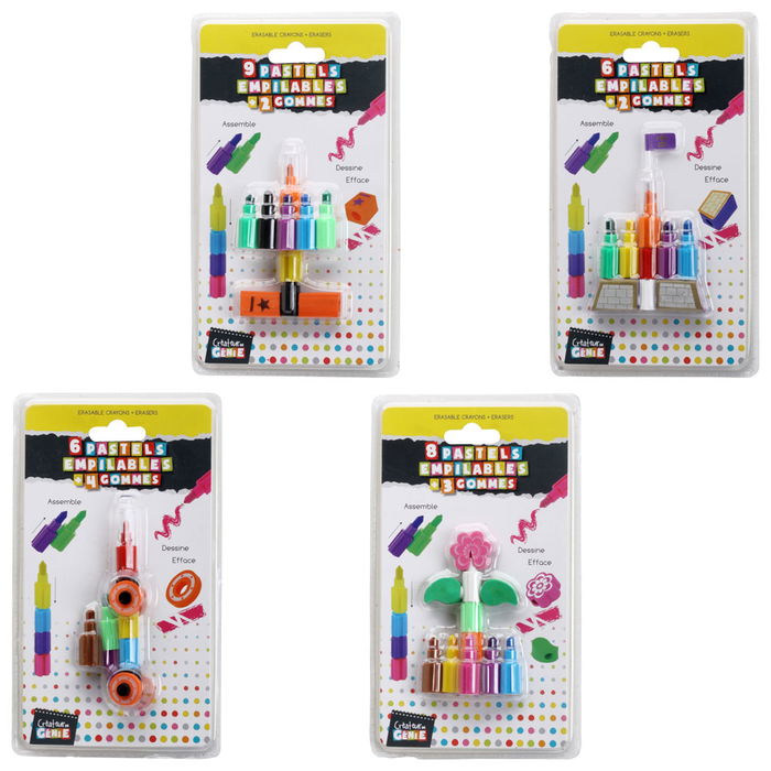 Createur de Genie Juego De Colores Y Gomas Modelos Surtidos Castillo Coche Avion Flor 4 Modelos Diferentes