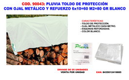 Pluvia Toldo Lonaprotección con Ojal y Refuerzo 6x10 m Blanco