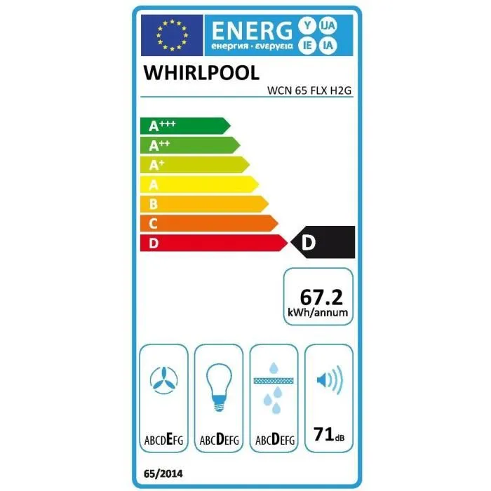 Whirlpool Campana Extractora Empotrada Hood2GO con Visera WCN65FLXH2G Acero Inoxidable Clase D
