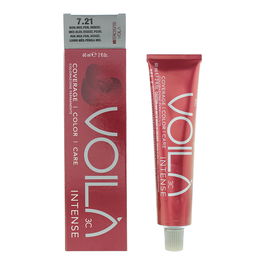 Voila 3C Intense, Tinte permanente para el cabello, 7.21 Medium Blonde Iridescent Pearl, 60 ml