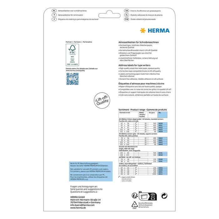HERMA Etiquetas de dirección 102x148 mm esquinas redondas 80 unidades HERMA Etiquetas de dirección 102x148 mm esquinas redondas 80 unidades