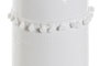 DKD Home Decor Jarrón de Gres y Algodón con Pompón Blanco