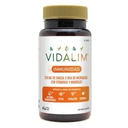 Vidalim Inmunidad 60 Cápsulas. Omega-3 DHA, Vitaminas y Minerales para el Sistema Inmune, Vista, Corazón y Cerebro. Apto para Niños.
