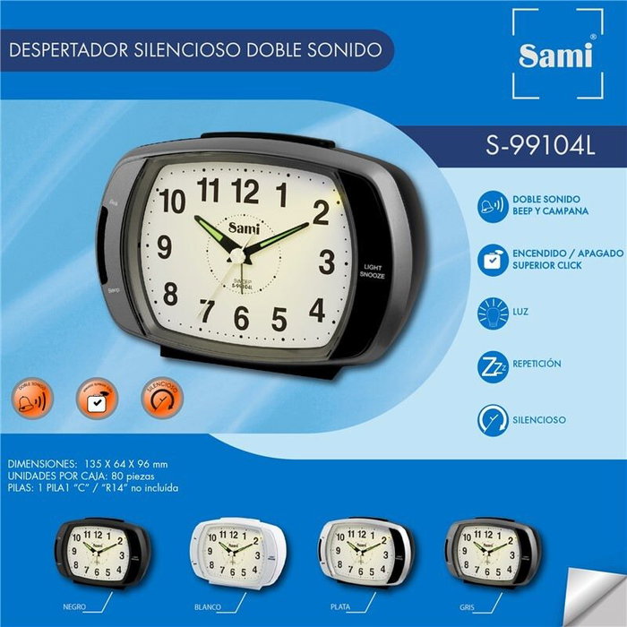 SAMI Despertador grande doble sonido campana/bip